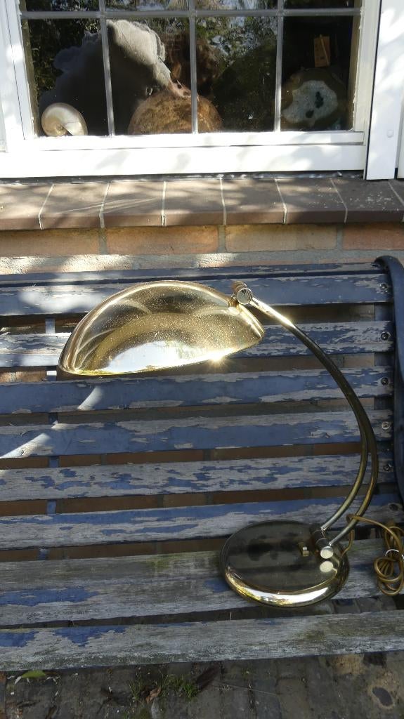 Messing bureaulamp Massive Vintage, Huis en Inrichting, Lampen | Tafellampen, Ophalen of Verzenden, Gebruikt, Metaal, Minder dan 50 cm