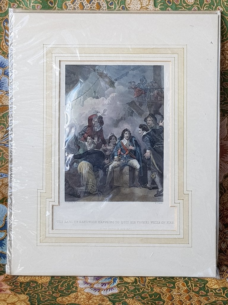 Mooie originele antieke militaria ets uit Engeland 28,5 cm., 1800 - 1899, Ets, Militair, Handgekleurd