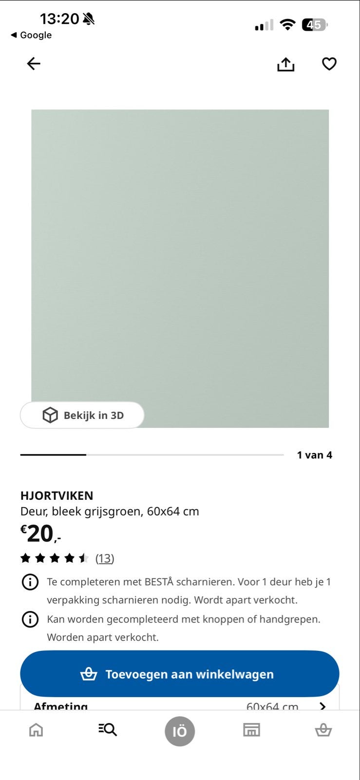 2 Hjortviken Deur voor BESTA Grijsgroen Nieuw in Doos ikea, Ophalen, Nieuw, 50 tot 100 cm, Minder dan 100 cm