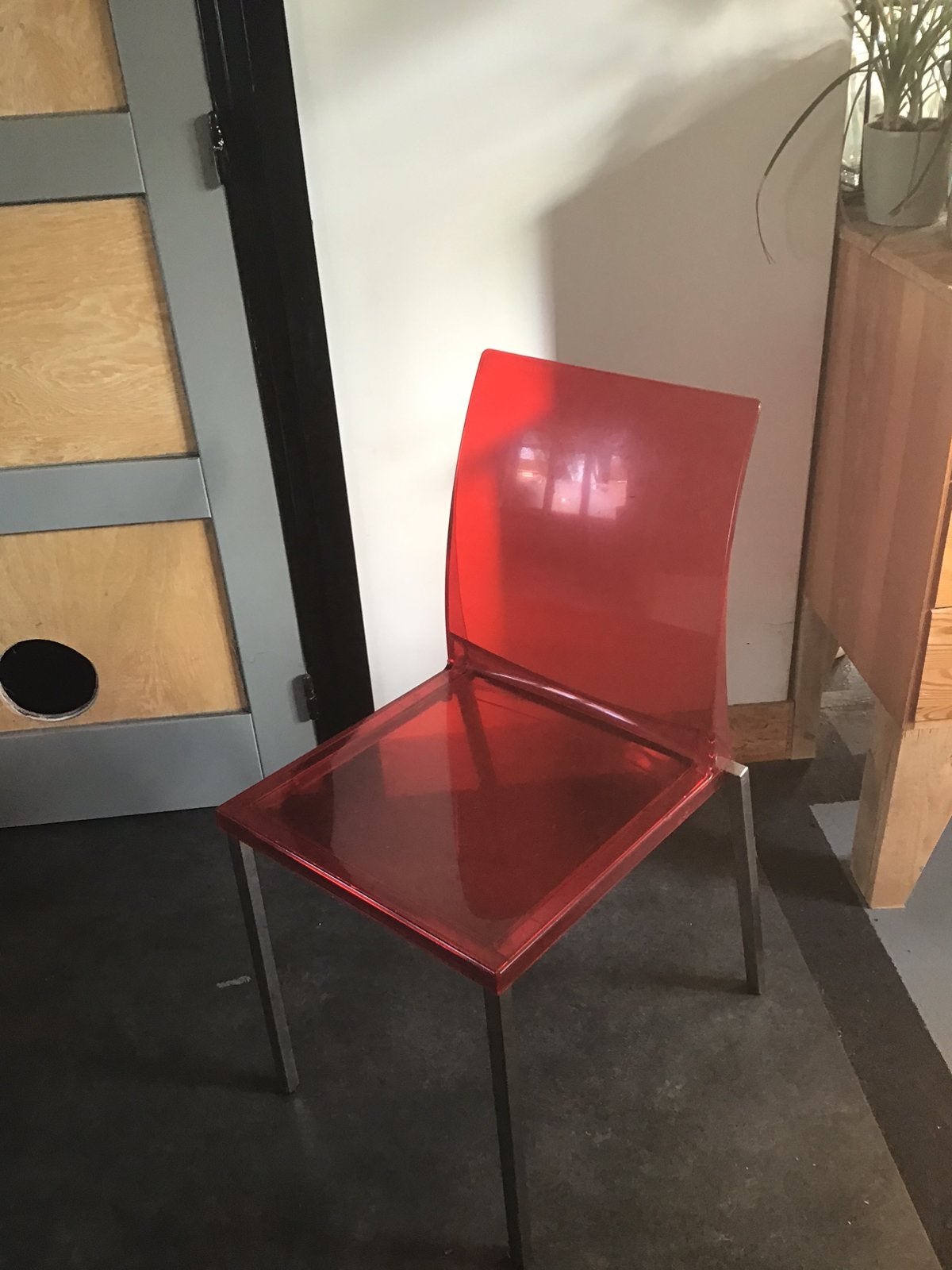 4 Pedrali italiaans design eetkamer stoelen kunstof/chroom, Ophalen, Kunststof, Gebruikt, Design
