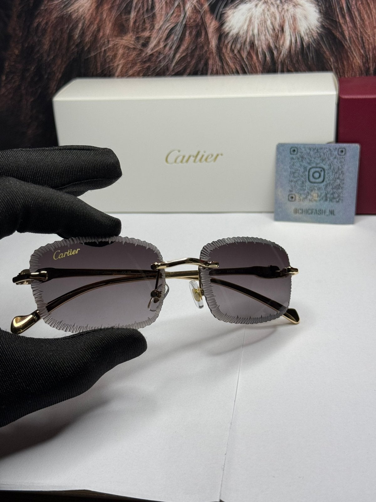 Cartier ice cut Panther Grijze Zonnebril, Sieraden, Tassen en Uiterlijk, Zonnebrillen en Brillen | Heren, Ophalen of Verzenden