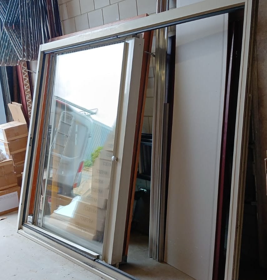 2 delige aluminium schuifpui 289,5 cm breed 218,5 cm hoog., Ophalen, Gebruikt, 225 cm of meer, Aluminium