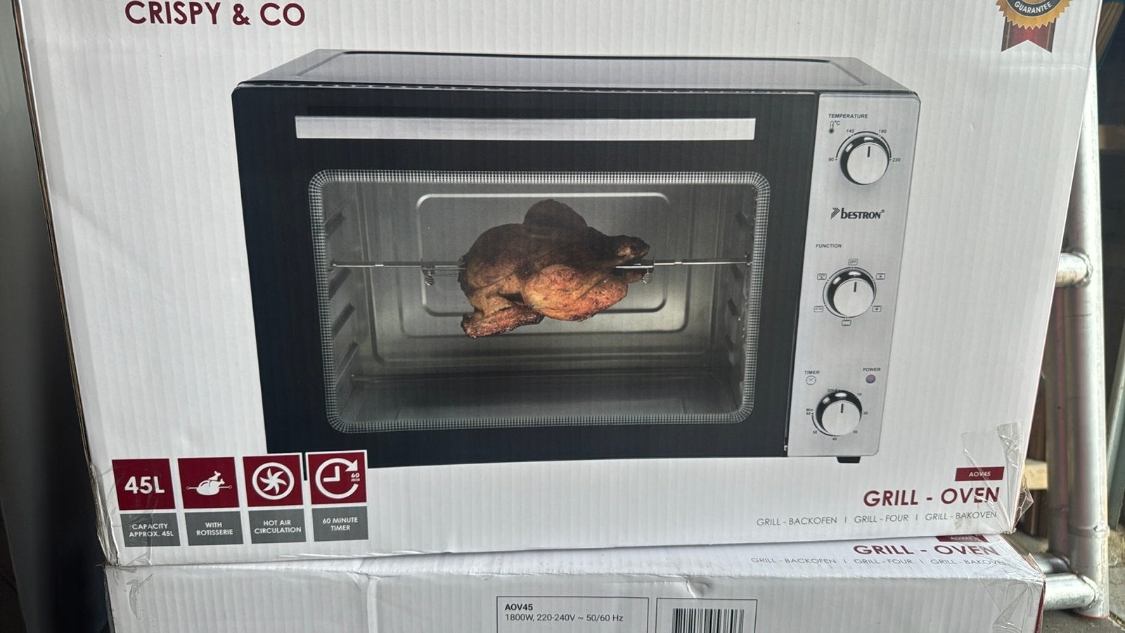 Nieuwe Bestron Grill-Oven 45L met hetelucht en draaispit, Witgoed en Apparatuur, Ovens, 45 tot 50 cm, Overige merken, Hete lucht