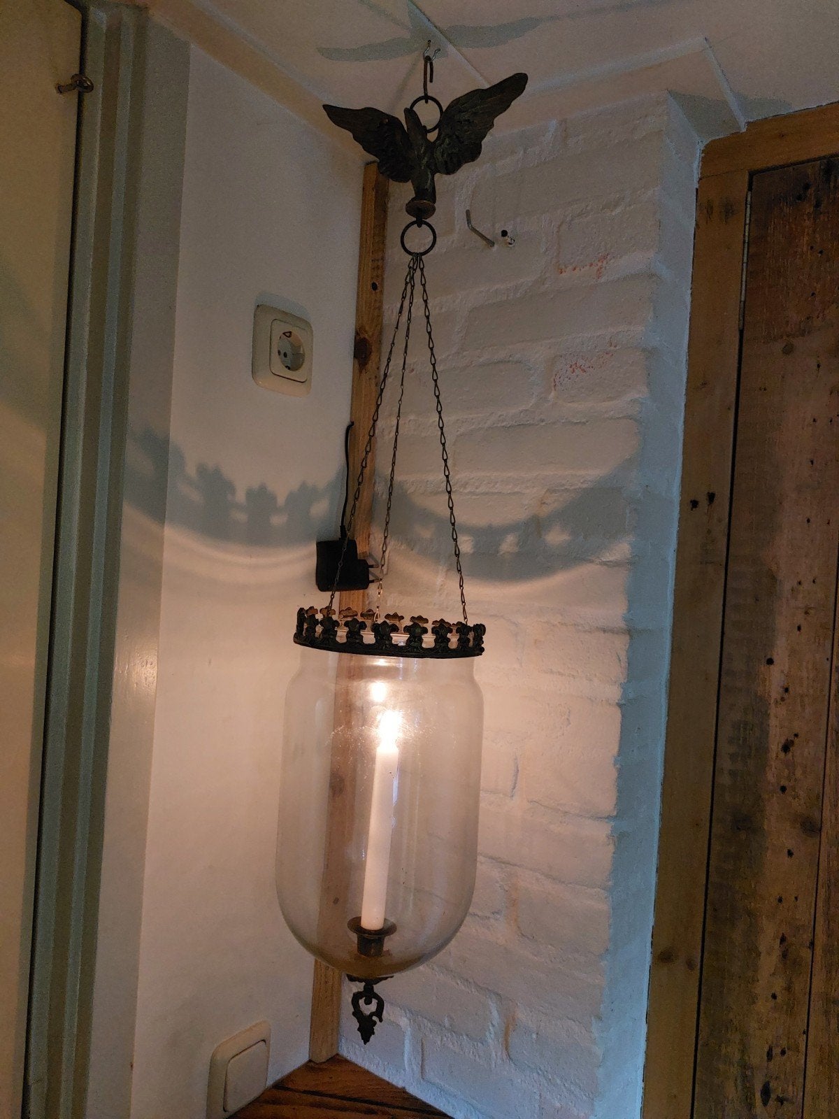 Oude antieke messing koper ? Bel jar hanglantaarn, Antiek en Kunst, Ophalen of Verzenden
