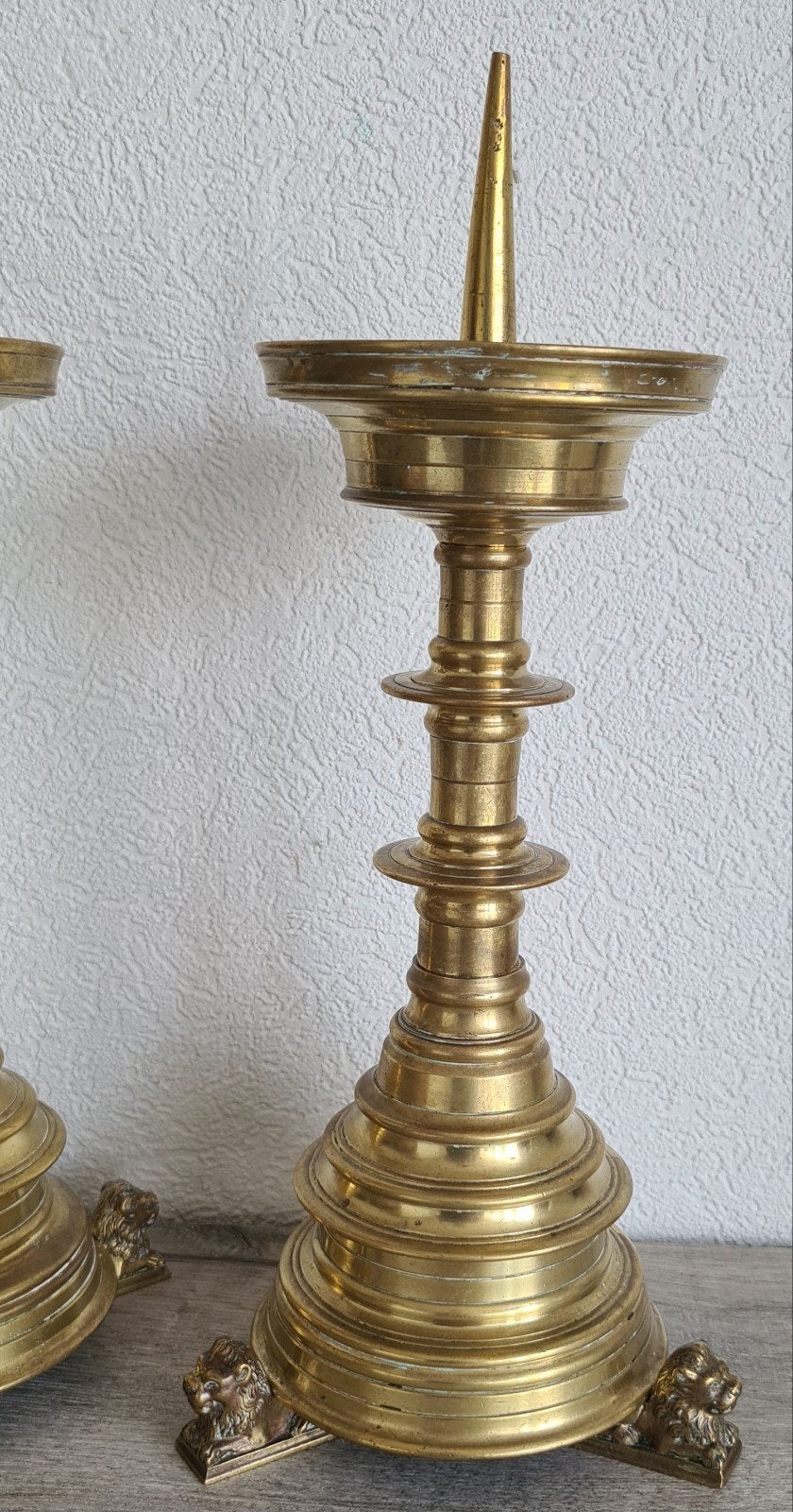 Set neogotische kandelaars, Ophalen of Verzenden, Koper of Brons