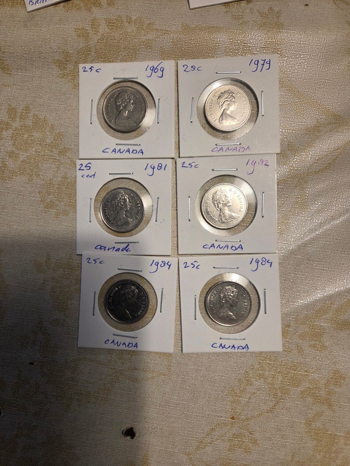 Set van 6 Canadese 25 cent munten (1969-1984), Ophalen of Verzenden