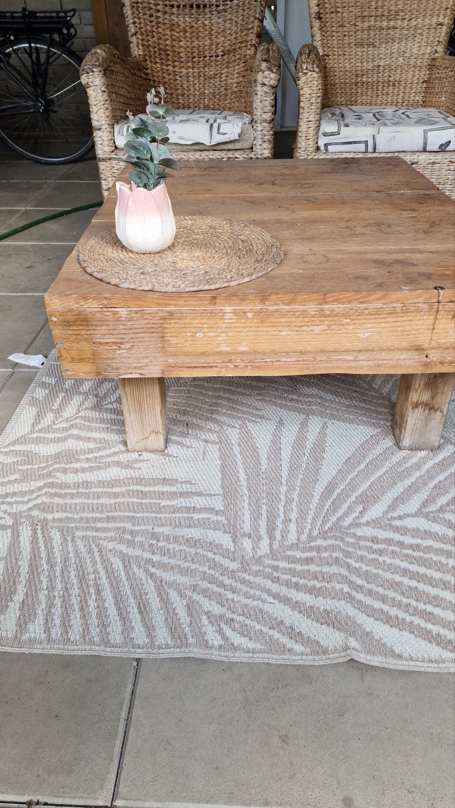 Gratis robuuste houten salontafel van gerecycled hout, Ophalen, Gebruikt, 50 tot 100 cm, Rustiek