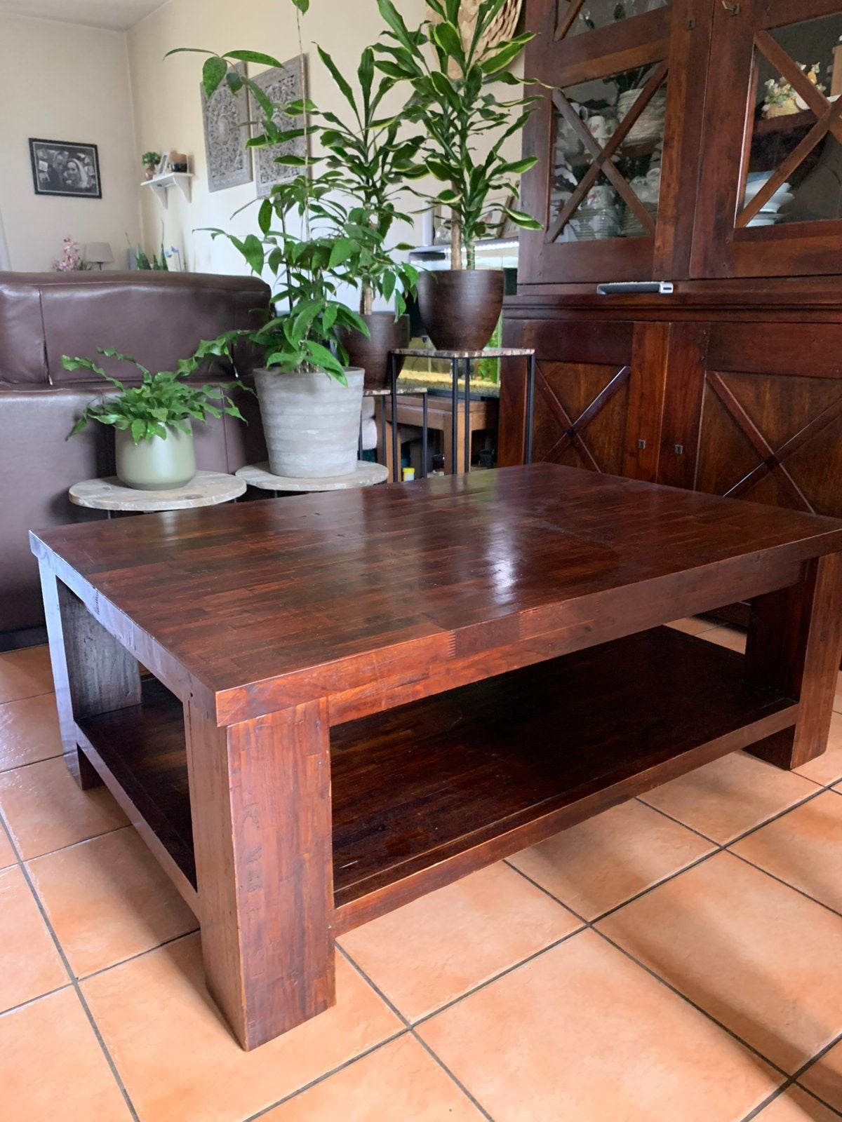 Teakhouten salontafel, Ophalen, Gebruikt, 100 tot 150 cm, Teakhout
