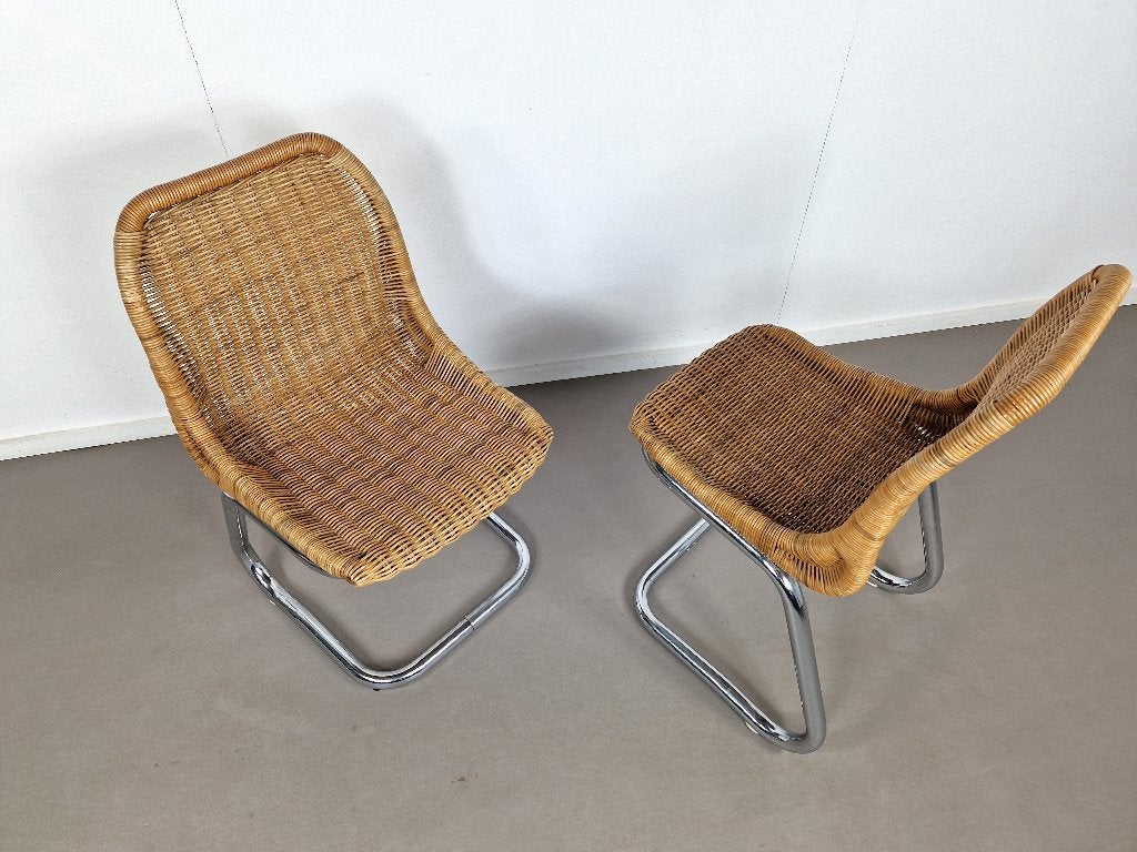 Set van twee Rohé Noordwolde stoelen | Rotan en chroom, Ophalen, Twee, -, Metaal