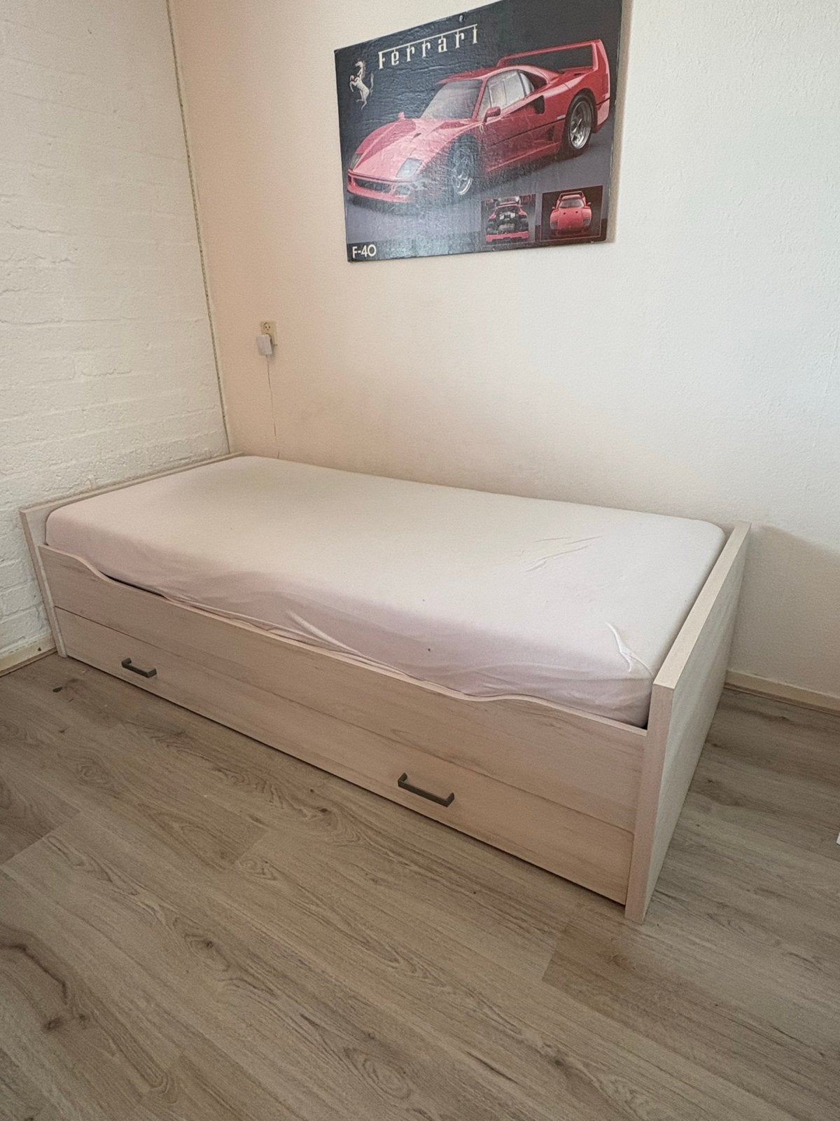 Eenpersoonsbed met uitschuifbaar logeerbed, Ophalen, Gebruikt, 90 cm, 200 cm