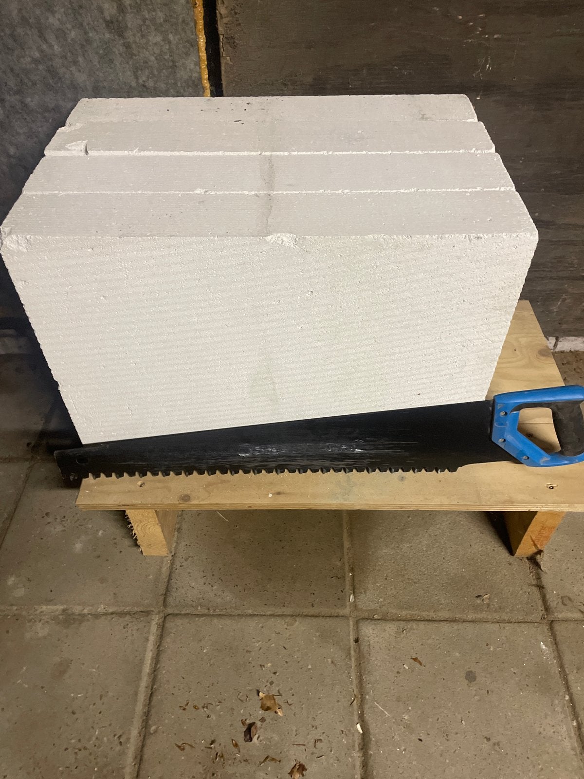 Ytong zaag en 4 Ytong blokken 10x40x60, Ophalen of Verzenden, Gebruikt