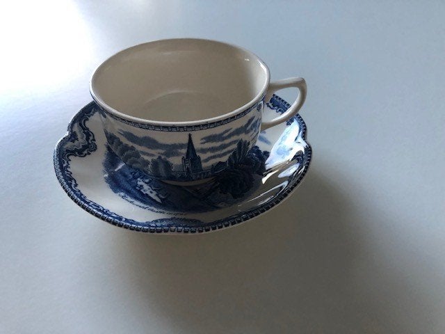 Old British castles blauw 10 kop en schotels, Ophalen, Zo goed als nieuw, Porselein, Kop en/of schotel