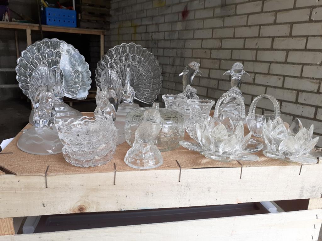 Diverse kristal en indianen. Box en deco veger, Antiek en Kunst, Antiek | Glas en Kristal, Ophalen