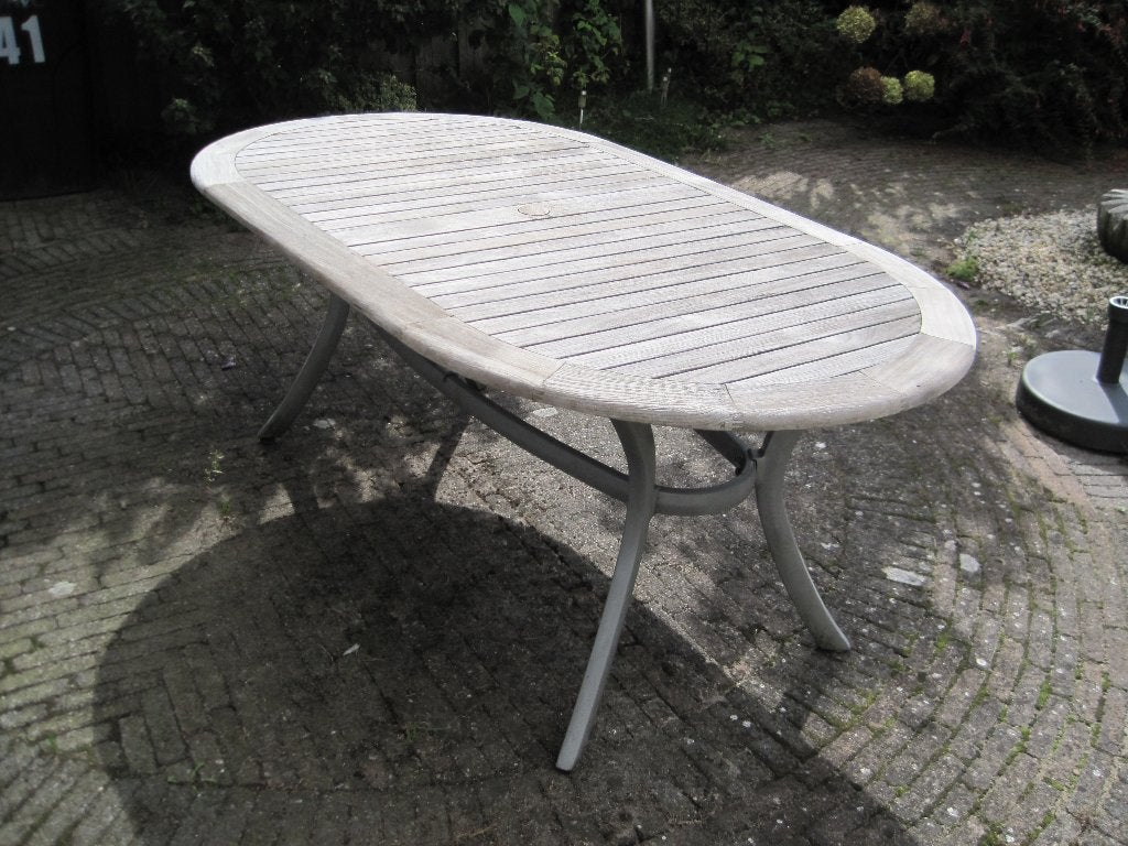 tuin tafel, Tuin en Terras, Ophalen, Gebruikt, Ovaal, Teakhout