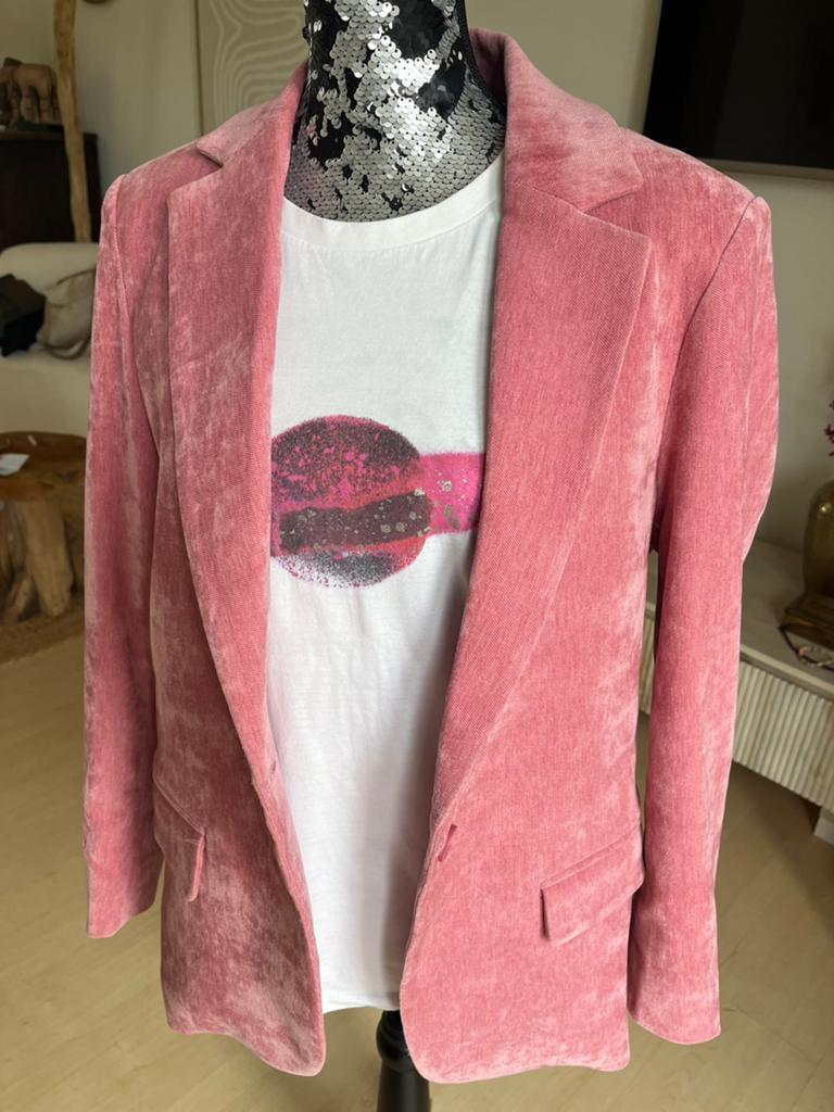 POOOLS ALS NIEUW zacht rose fluweel colbert mt40, Maat 38/40 (M), Ophalen of Verzenden, Zo goed als nieuw, Jasje