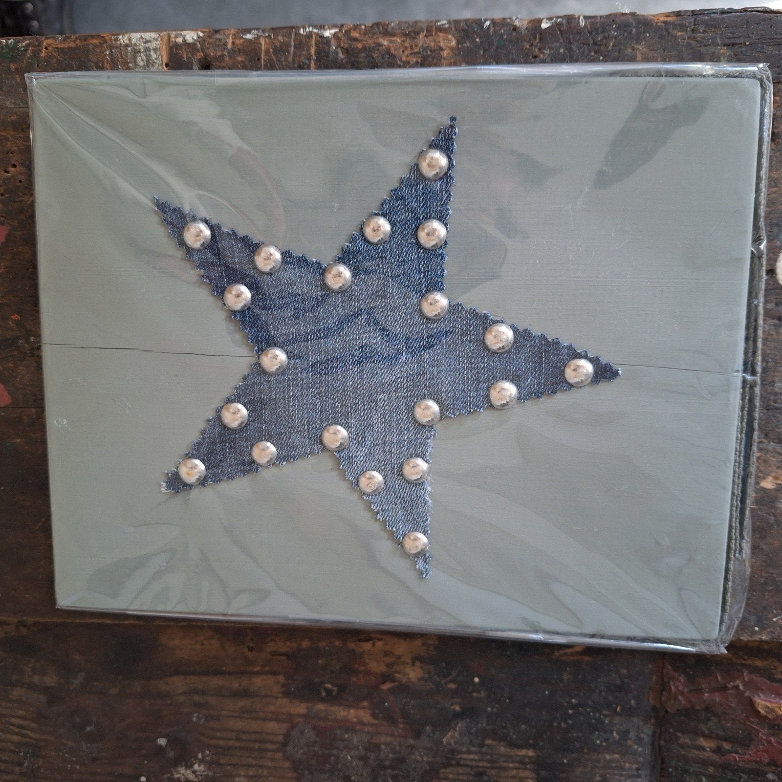 Steigerhouten decoratie handgemaakt 20x25x3 cm bord - tegel, Grijs, Ophalen of Verzenden, Nieuw, Wanddecoratie