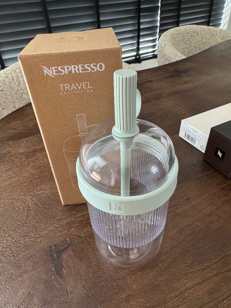 Nespresso Travel Tumbler - Mintgroen, Kunststof, Ophalen of Verzenden, Zo goed als nieuw, Overige merken