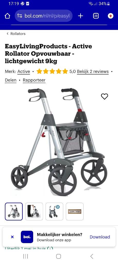 Rollator, Diversen, Ophalen, Opvouwbaar, Zo goed als nieuw