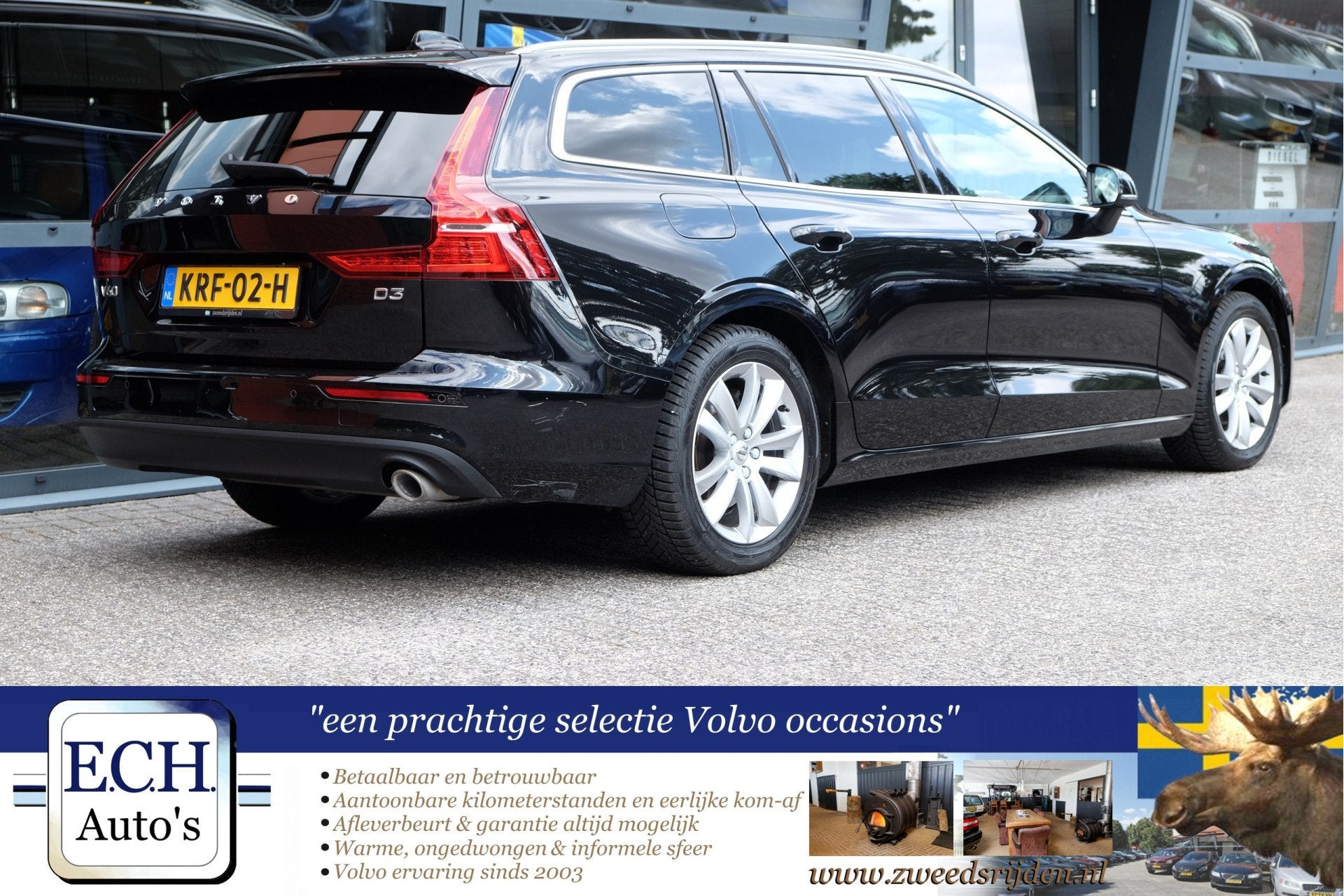 Volvo V60 2.0 D3 Aut. Apple CarPlay, Leer, Stoelverwarming,, Auto's, 4 cilinders, Zwart, Leder, Diesel