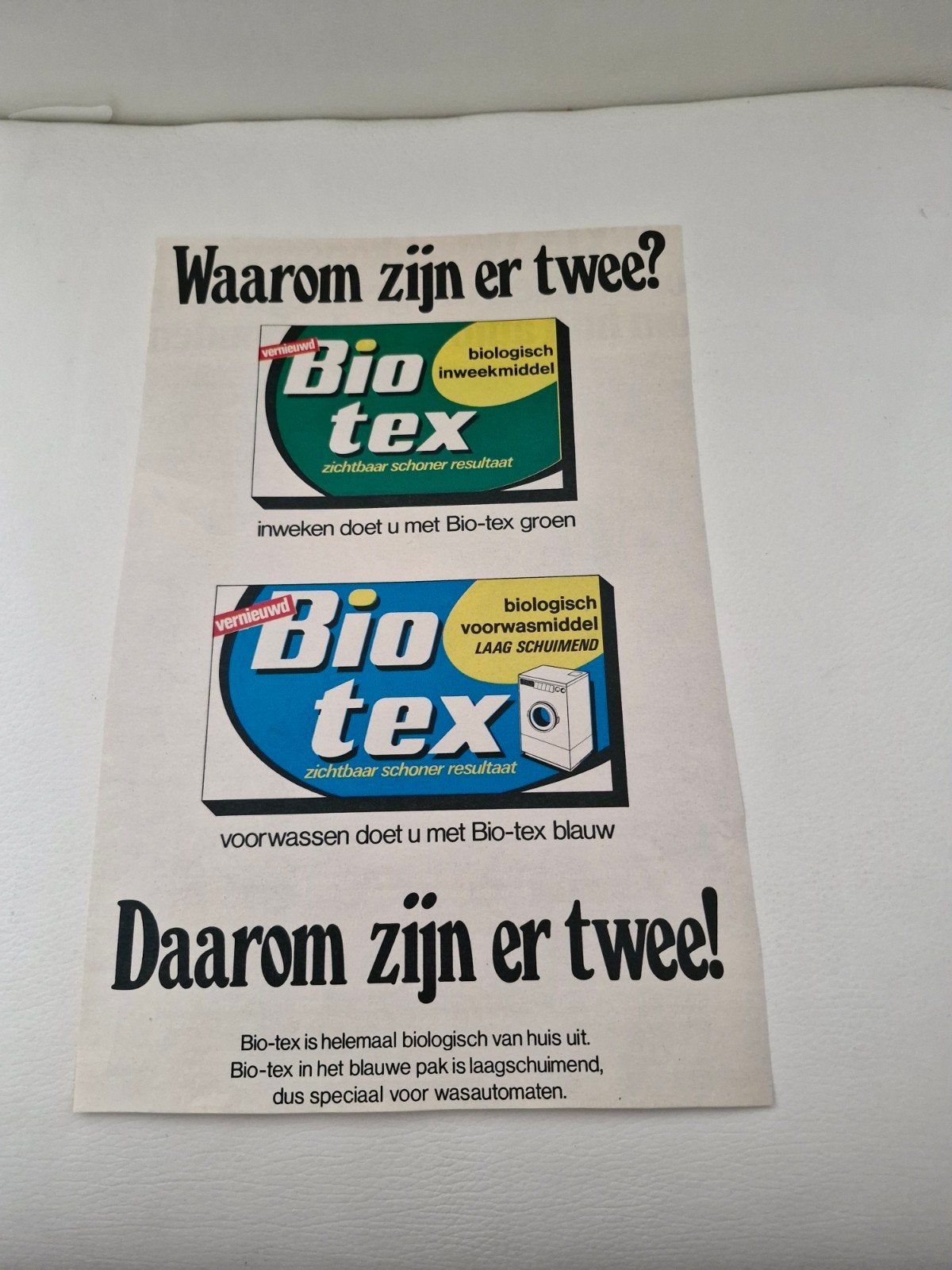 Vintage Bio-tex advertentie (32x24 cm), Verzamelen, Ophalen of Verzenden, Gebruikt, Overige typen