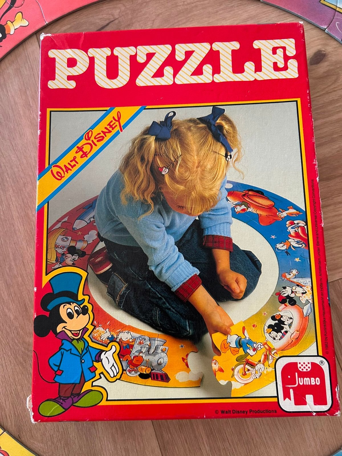 Vintage Walt Disney Jumbo Cirkel Puzzel, Ophalen of Verzenden, Meer dan 50 stukjes, Gebruikt, 4 tot 6 jaar
