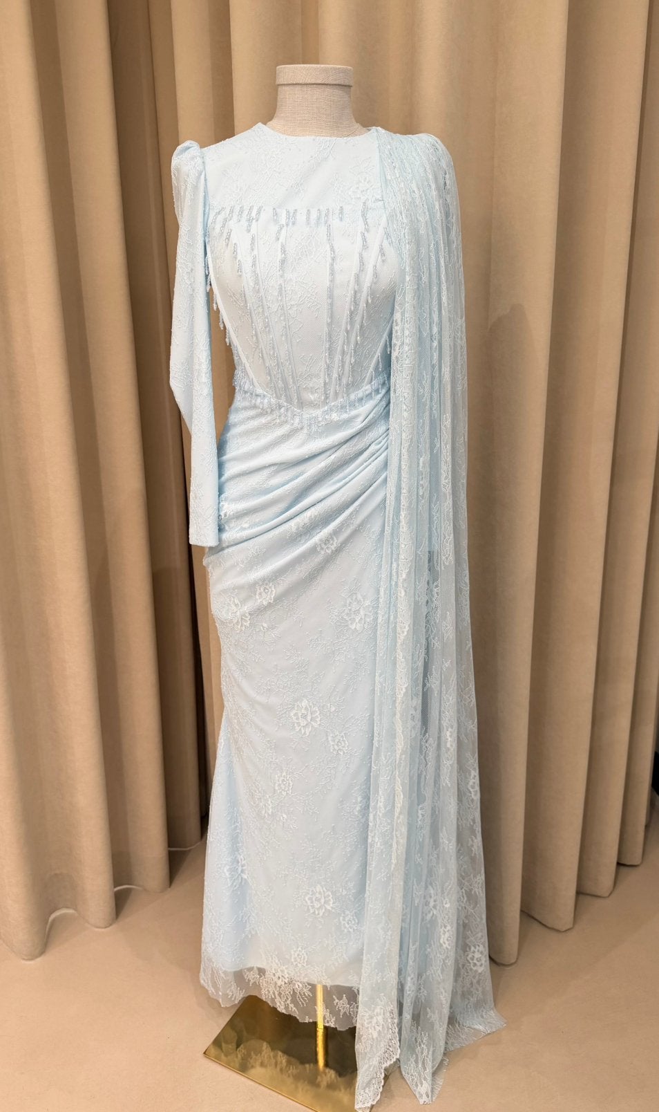 Evening dress, Kleding | Dames, Verzenden, Zo goed als nieuw, Blauw, Trouwjurk