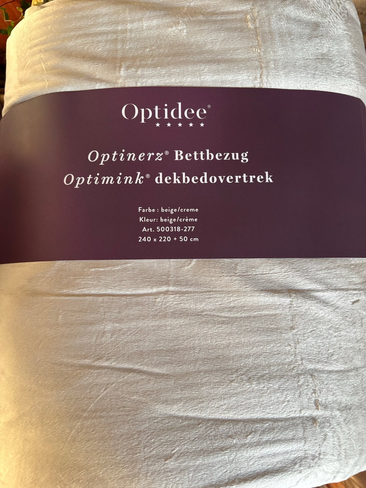 Optidee Optimink dekbedovertrek beige/crème 240x220+50 cm, Huis en Inrichting, Beige, Dekbedovertrek, Ophalen of Verzenden, Nieuw