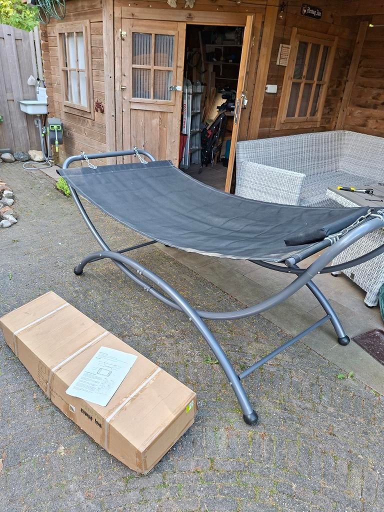 Comfortabele hangmat met standaard - gebruikt, Tuin en Terras, Hangmatten, Gebruikt, Inklapbaar, Ophalen of Verzenden, Eenpersoons