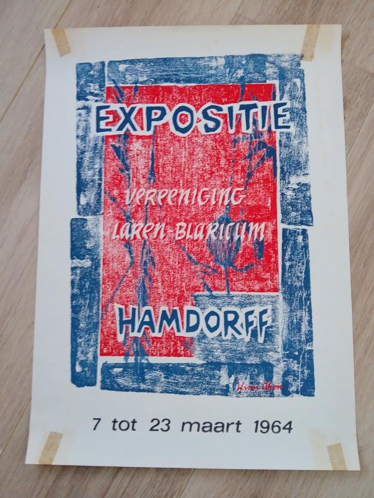 Expositie Hamdorff Laren Blaricum 1964 - W. Van Aken, Antiek en Kunst, Ophalen of Verzenden, Zeefdruk, Origineel, 1950 - 1999
