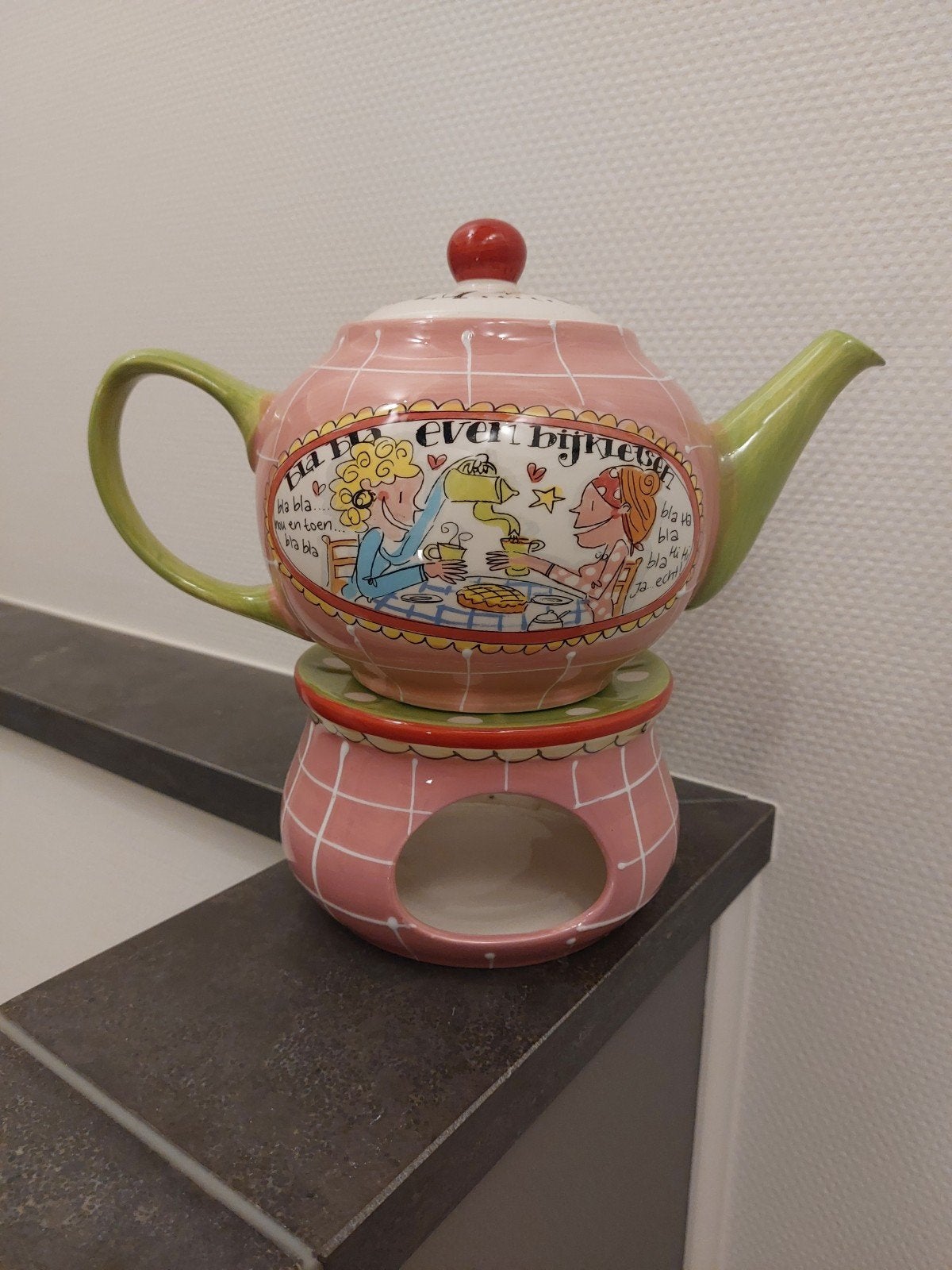 Blond Amsterdam theepot met warmhouder, Overige typen, Ophalen of Verzenden, Zo goed als nieuw, Aardewerk