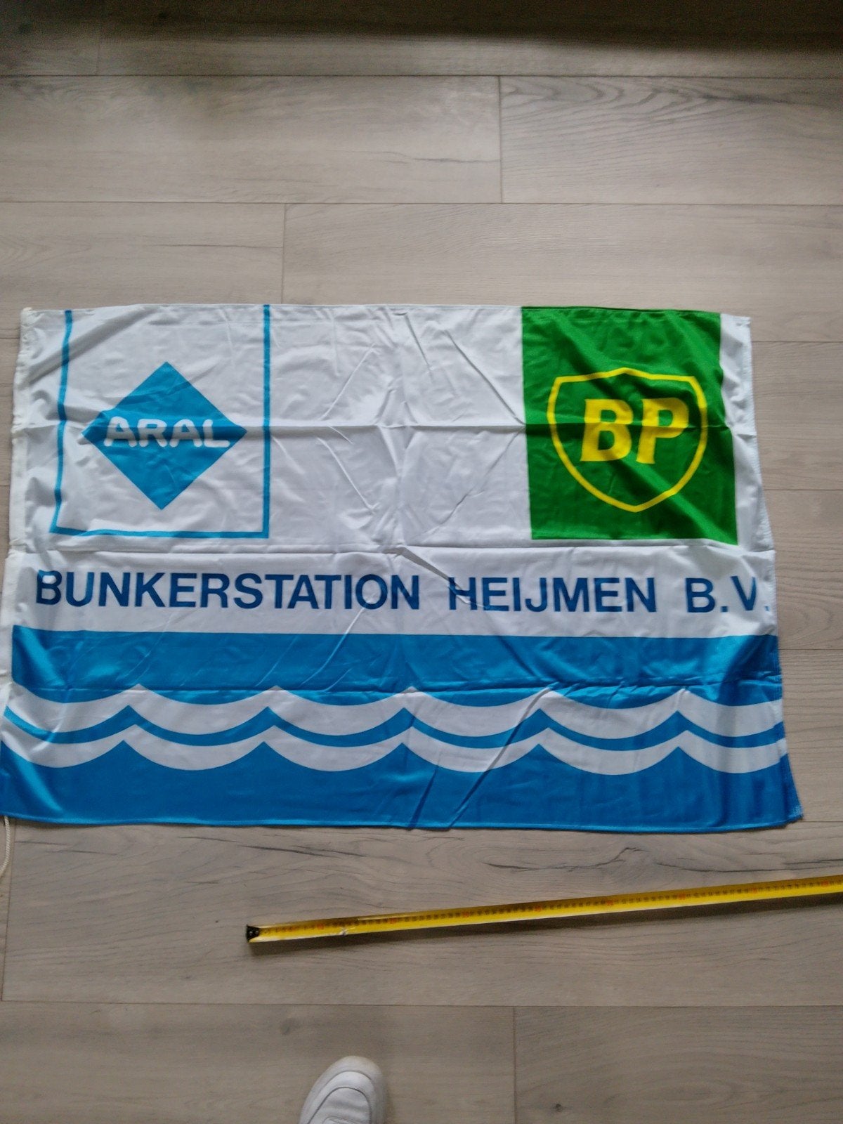 Vintage Aral BP Bunkerstations Heijmen Vlag, Ophalen of Verzenden, Zo goed als nieuw, Reclamebord