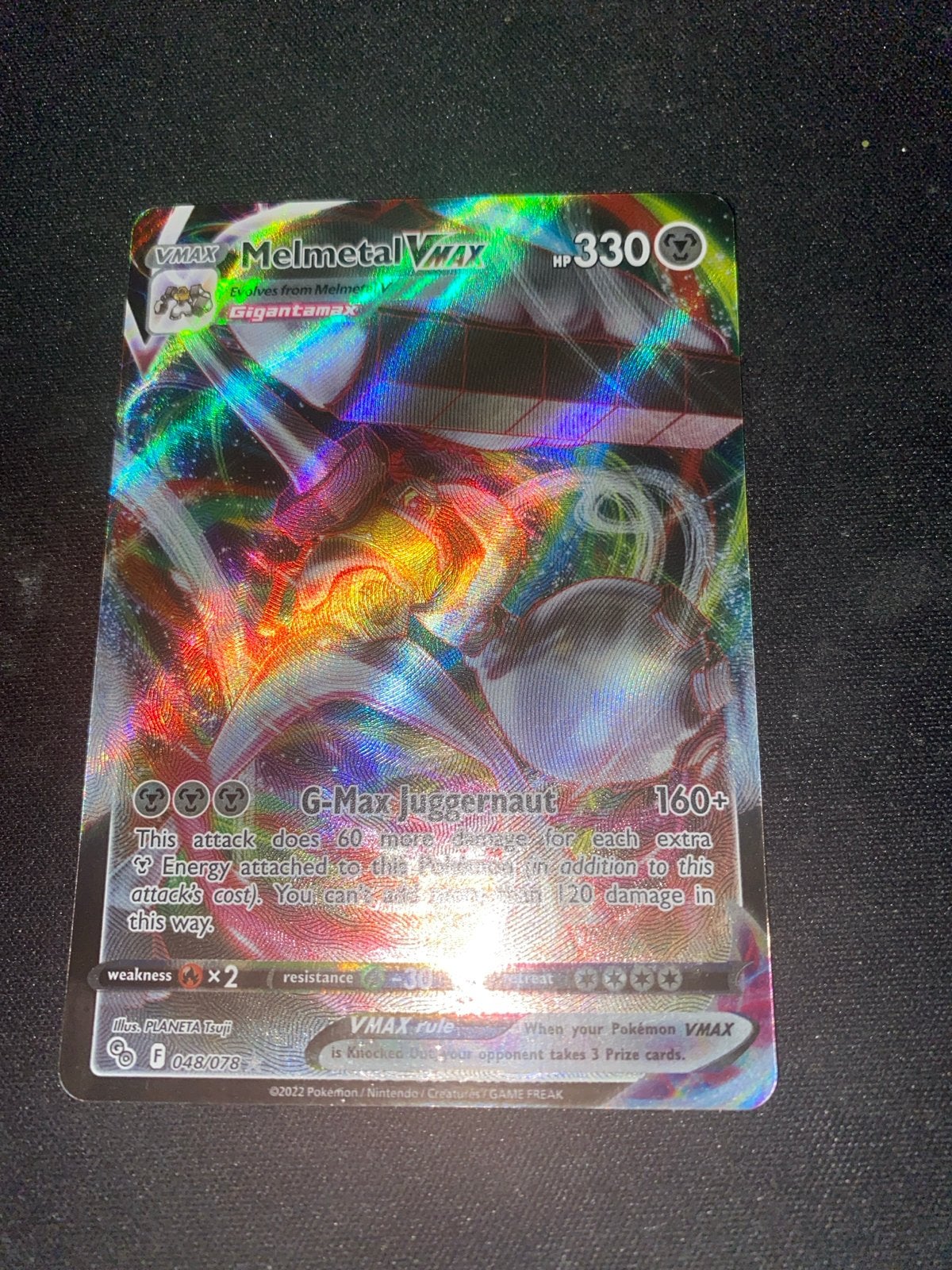 Melmetal VMAX Pokémon Kaart - Gigantamax Foil, Ophalen, Zo goed als nieuw, Losse kaart, Foil