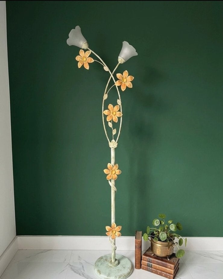 Antieke Florentijnse vintage bloemen lamp, Huis en Inrichting, Lampen | Vloerlampen, Ophalen, 150 tot 200 cm