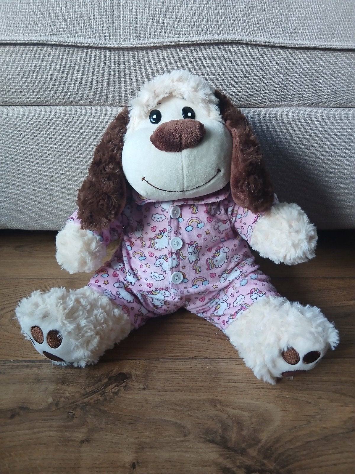 Aankleedknuffel hond, inclusief pyjama, 29cm zittend, Overige karakters, Zo goed als nieuw, Middelgroot (20 tot 80 cm), Hond