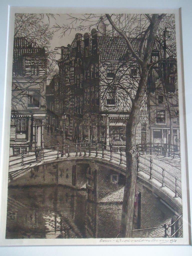 Cornelis Brandenburg - Amsterdam - Herengracht, Antiek en Kunst, 49 cm, Ingelijst, Ets, Stadsgezicht