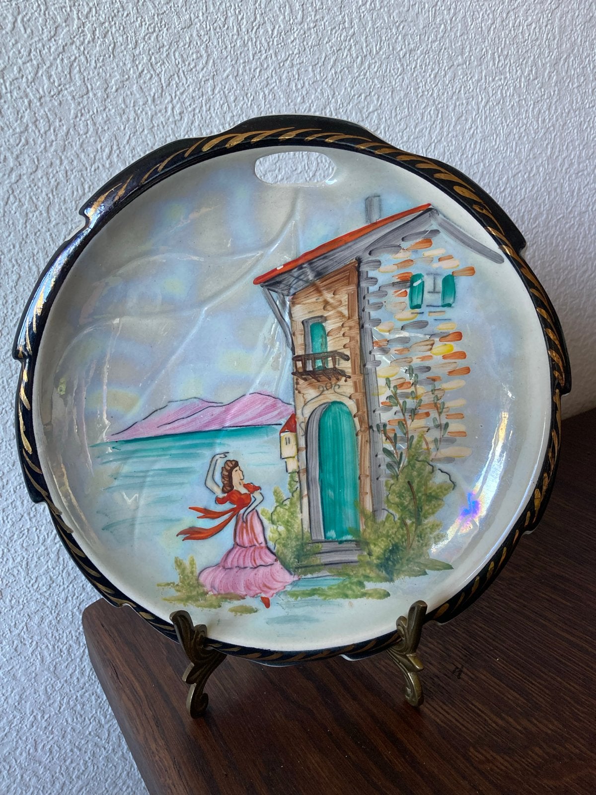 Romantisch Mediterraan Tafereel  H Bequet Quaregnon Belgie, Antiek en Kunst, Ophalen of Verzenden