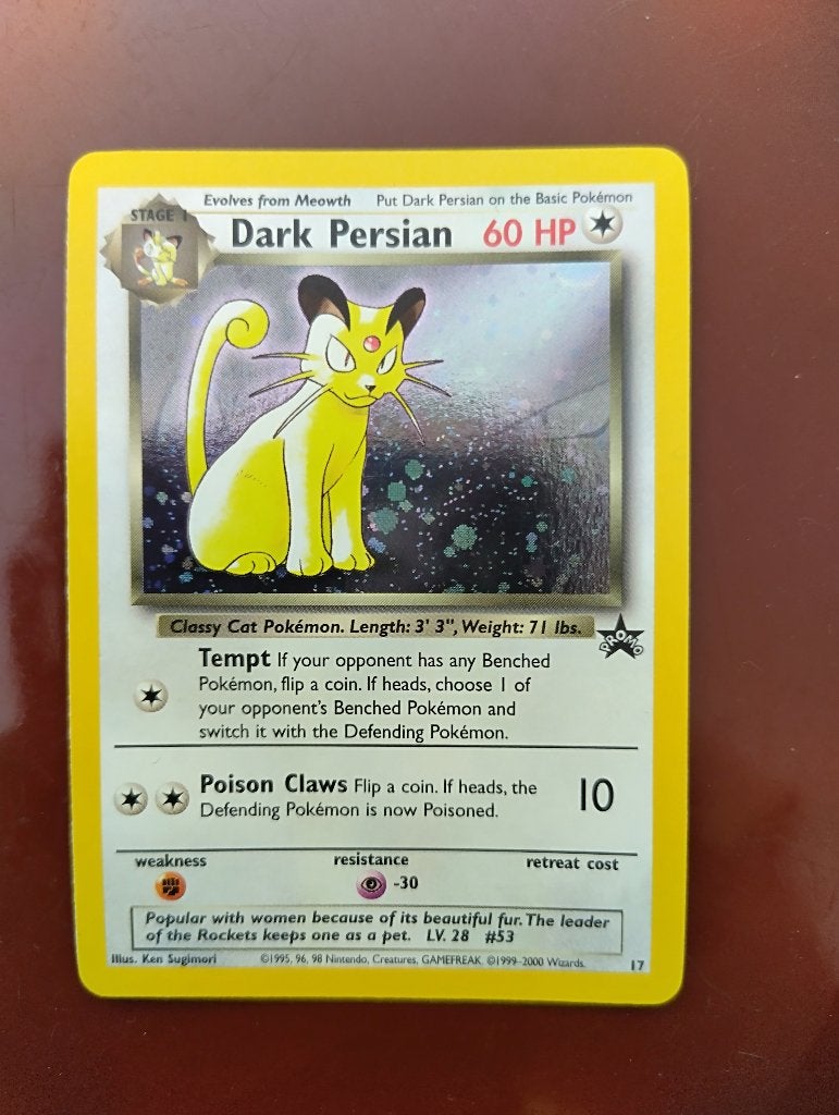 Zeldzame Pokemon promo kaart Dark Persian, Ophalen of Verzenden, Zo goed als nieuw, Losse kaart, Foil