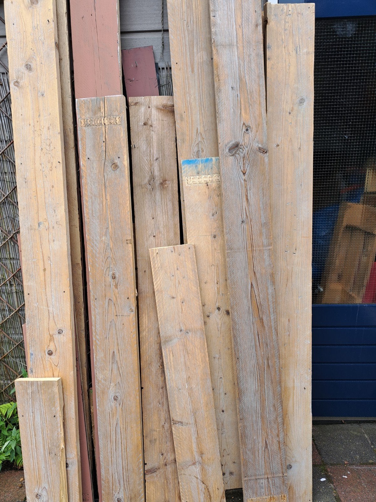 Partij steigerhout diverse lengtes, 25 tot 50 mm, Ophalen of Verzenden, Plank, Steigerhout
