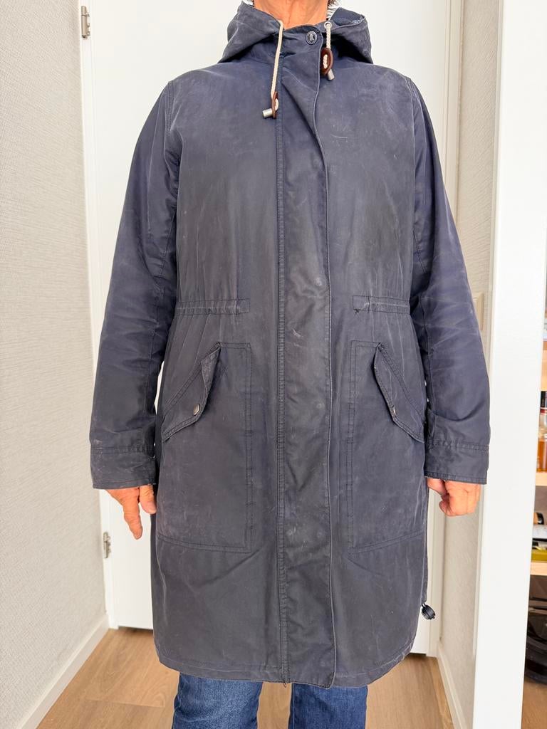 Barbour waxjas donkerblauw, Ophalen of Verzenden, Zo goed als nieuw, Maat 42/44 (L), Blauw