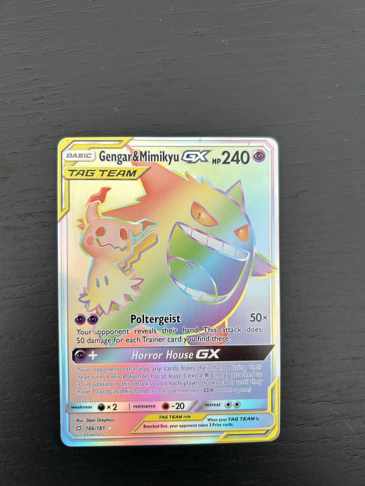 Pokémon Kaart Gengar & Mimikyu GX TAG TEAM 186/181, Hobby en Vrije tijd, Verzamelkaartspellen | Pokémon, Ophalen of Verzenden