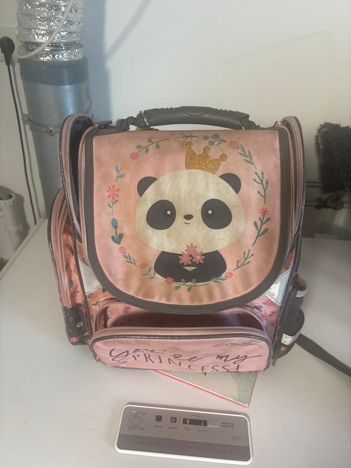 Roze schooltas met panda print - Moet alleen gewassen worden, Rugtas, 40 tot 50 cm, Ophalen of Verzenden, Roze