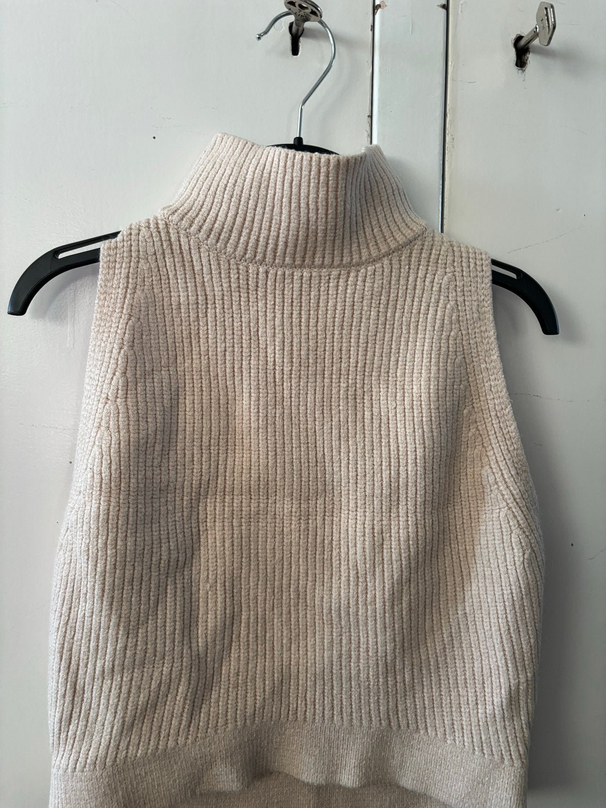 Zara gebreide coltrui mouwloze top maat S, Beige, Ophalen of Verzenden, Zo goed als nieuw, Maat 36 (S)