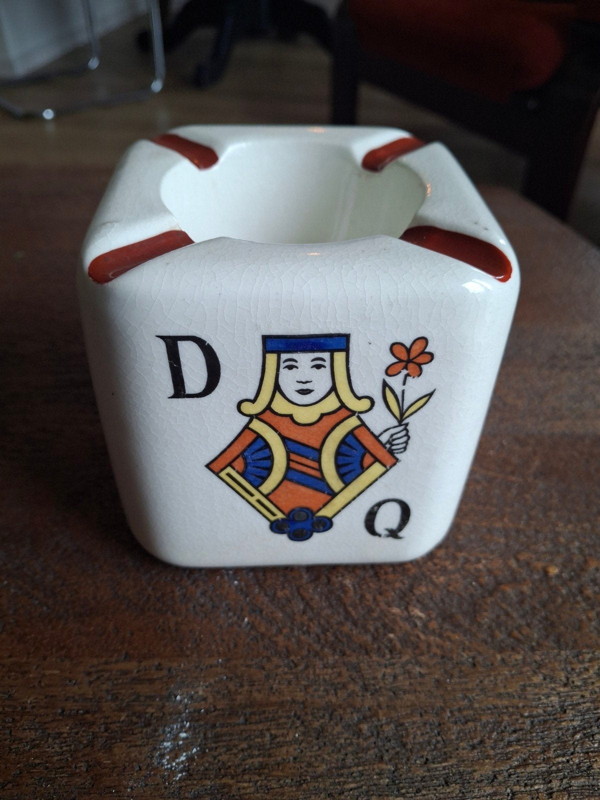 Vintage Brugerolle Cognac Asbak met Speelkaartmotieven, Ophalen of Verzenden