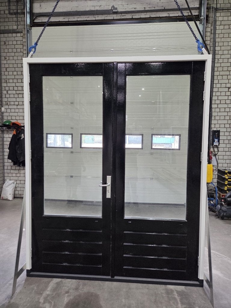 Kozijnen met hardhouten tuindeuren incl. HR++ glas, Ophalen, Deurkozijn, Nieuw, 150 tot 225 cm