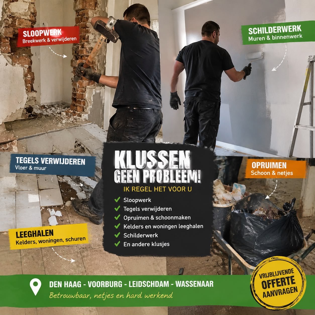 Tegels verwijderen & sloopwerk – hulp beschikbaar”, Vacatures, Overige niveaus, Vanaf 10 jaar, Overige vormen