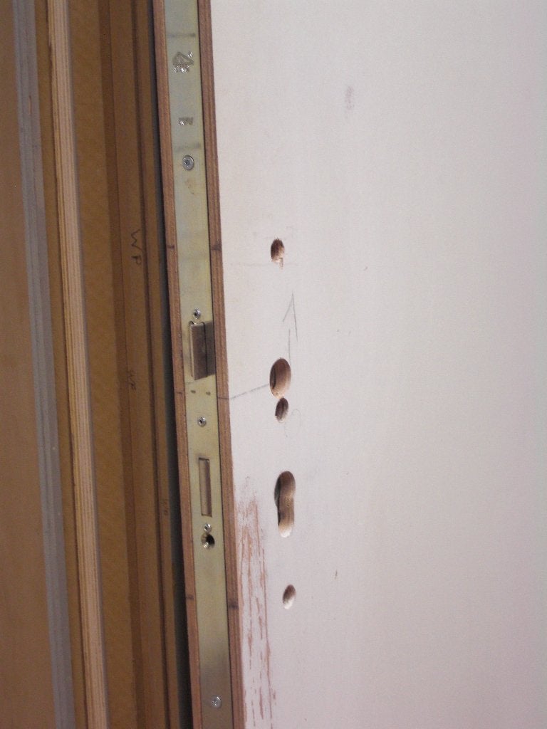 multiplex deur met meerpuntssluiting, Doe-het-zelf en Verbouw, Ophalen, 80 tot 100 cm, 215 cm of meer, Binnendeur