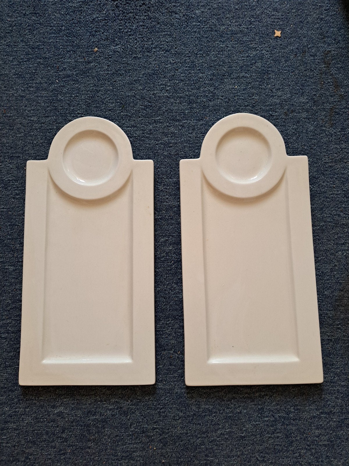 2 Witte rechthoekige schalen met rond compartiment, Ophalen of Verzenden