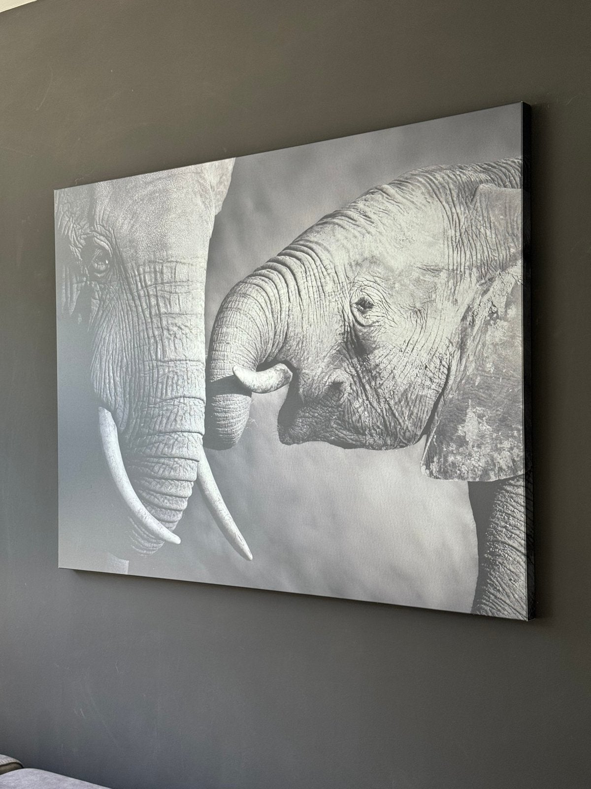 Schilderij olifanten metaal 120x90, Ophalen, Zo goed als nieuw, Schilderij