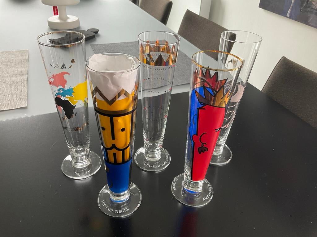 Ritzenhoff bierglazen 5 stuks, Antiek en Kunst, Antiek | Glas en Kristal, Ophalen