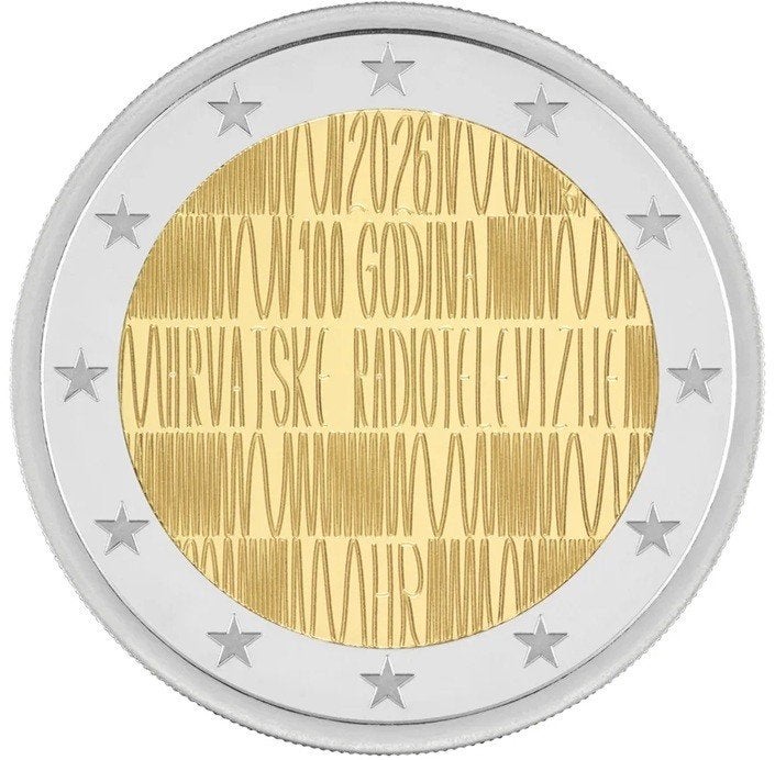 Kroatië 2026 – 100 jr Kroatische Radio - 2 euro UNC, Ophalen of Verzenden, Overige landen, 2 euro, Losse munt